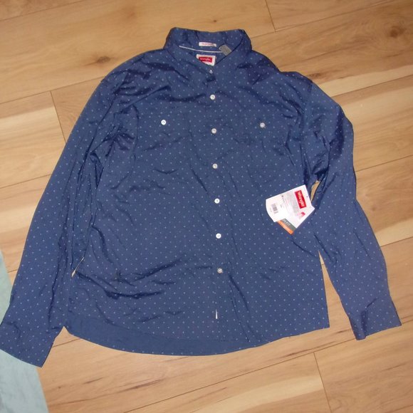 Wrangler Other - 3XL-Blue Long-Sleeve Button Down Shirt-2 Pockets-Small Diamond Print-NWT